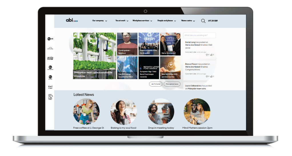 laptop showing design for intranet