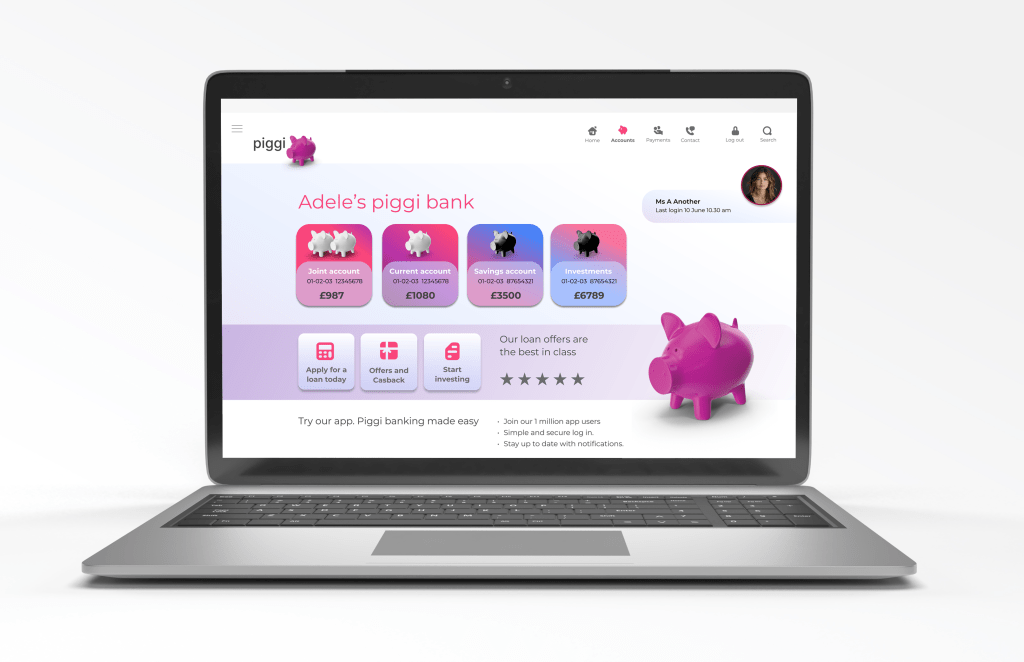 Piggi bank desktop design current account